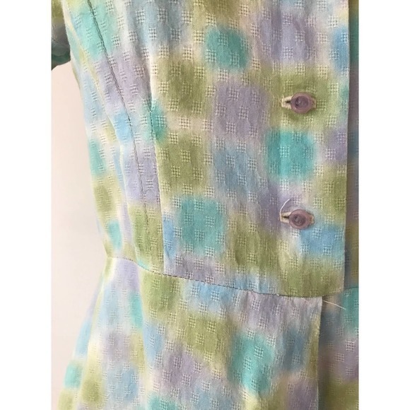 60s Vintage Pastel Splotch Day Dress A Line Floral - Picture 5 of 10